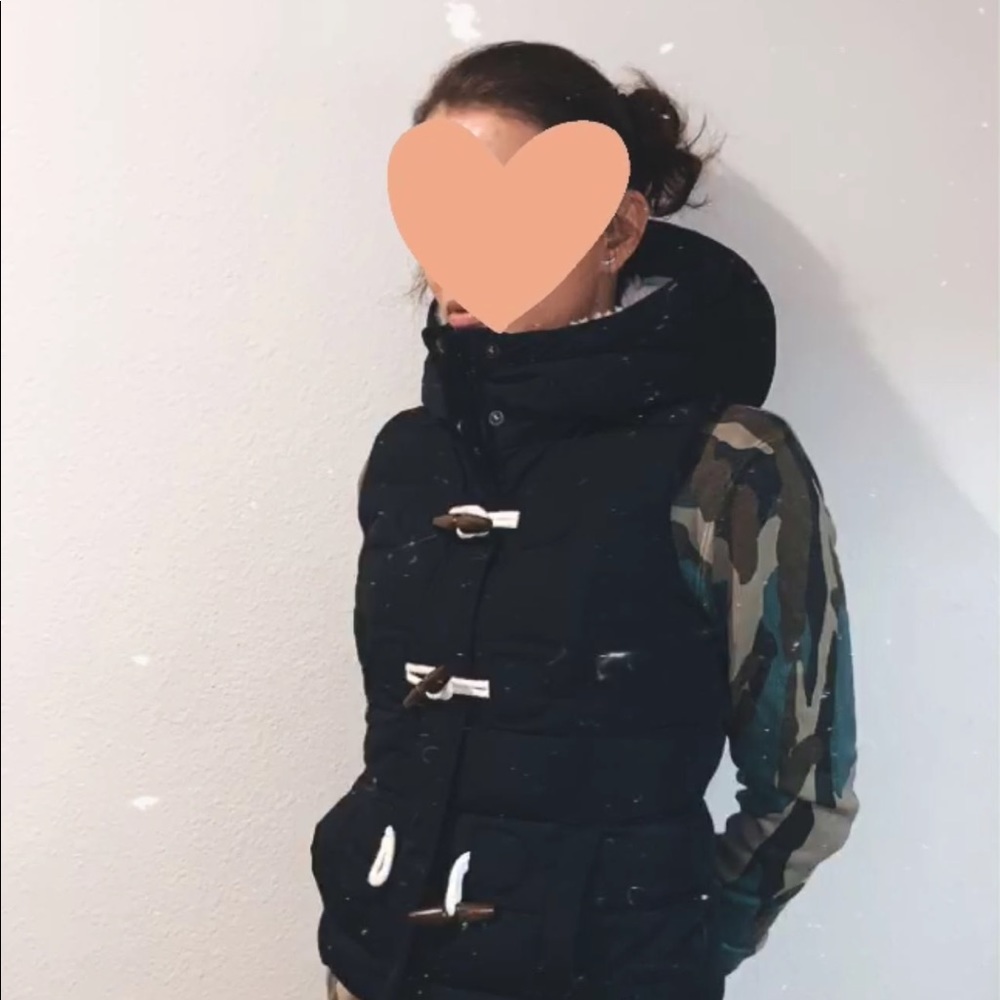 Navy blue vest with hoodie